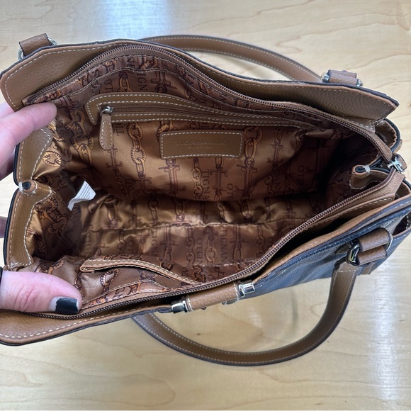 NWOT - Tignanello 100% Genuine Leather Shoulder Bag - Black/Brown - Picture 8 of 9